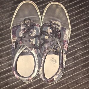 Grey flower vans womens